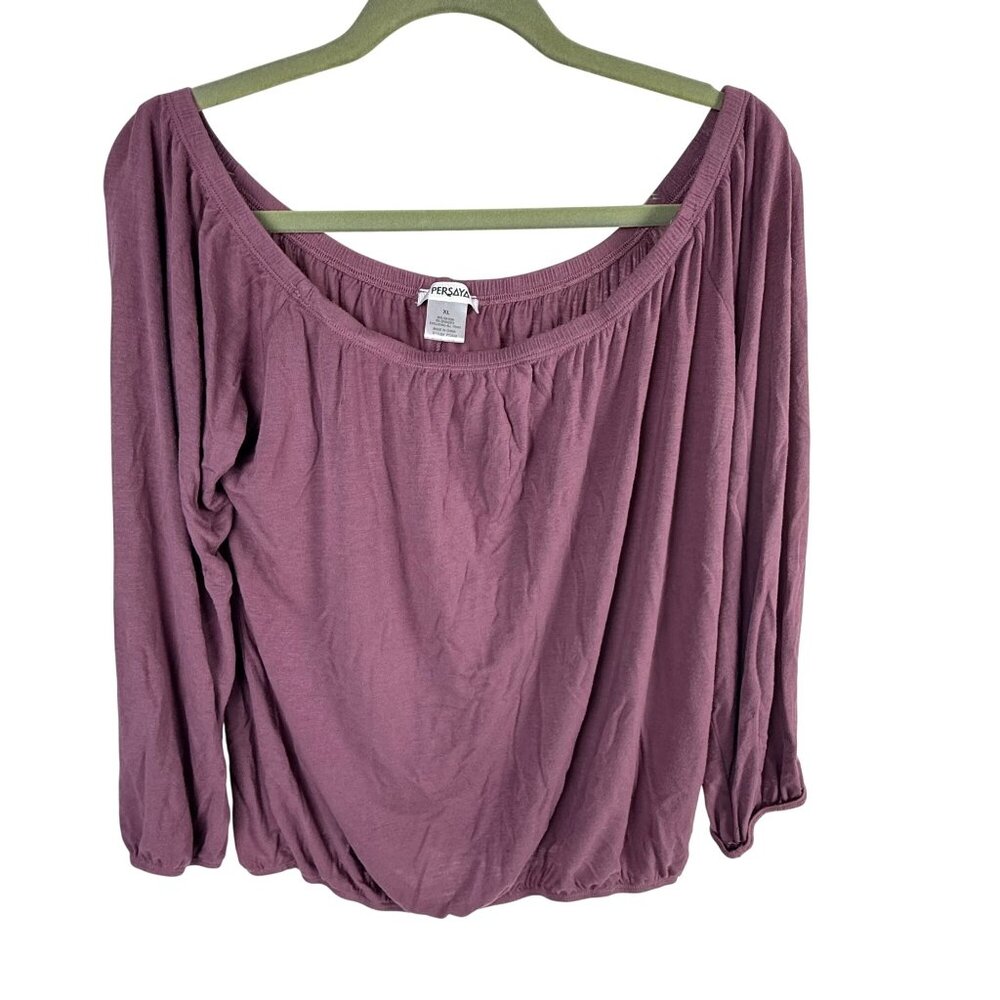 Persaya Off the Shoulder Boho Peasant Top Purple Size XL